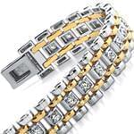 دستبند مردانه طلا زرد و سفید با نگین الماس مدل: bdm1039