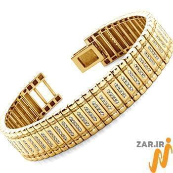دستبند مردانه طلا زرد با نگین الماس مدل: bdm1041