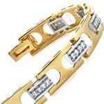 دستبند مردانه طلا زرد و سفید با نگین الماس مدل: bdm1043