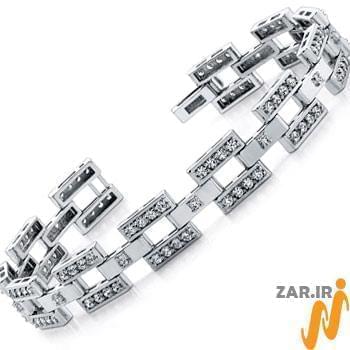 دستبند مردانه طلا سفید با نگین الماس مدل: bdm1046
