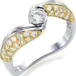 حلقه ازدواج طلا دورنگ با نگین برلیان مدل: eng2032