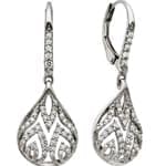 گوشواره طلای سفید با نگین الماس تراش برلیان مدل: earing2001 