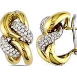 گوشواره طلا زرد و سفید الماس تراش برلیان مدل: ebf2004