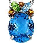 آویز طلا سفید با نگین سیترین و توپاز مدل: npdf1086