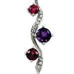 آویز طلا سفید با نگین یاقوت و آمتیس مدل: npdf1088