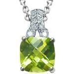 آویز طلا سفید با نگین زبرجد و الماس مدل: npdf1089