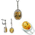 نیم ست سیترین و برلیان با طلای سفید مدل: hsdf1188