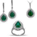 نیم ست زمرد و برلیان با طلا سفید مدل: hsdf1192