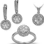 نیم ست برلیان با طلای سفید طرح گل مدل: hsdf1194