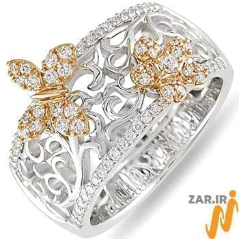 انگشتر الماس طرح گل و پروانه مدل: ring2009