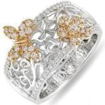 انگشتر الماس طرح گل و پروانه مدل: ring2009