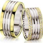 ست حلقه ازدواج طلا سفید و زرد با نگین الماس تراش برلیان مدل: srd1075