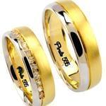 ست حلقه ازدواج طلا سفید و زرد با نگین الماس تراش برلیان مدل: srd1077