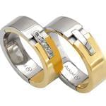 مدل حلقه عروس داماد طلا سفید و زرد با نگین الماس تراش برلیان مدل: srd1079