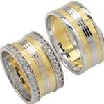 حلقه ست نامزدی و عروسی طلا با نگین الماس تراش برلیان مدل: srd1083