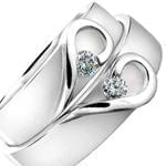 ست حلقه عروسی طلا سفید طرح پازل قلب الماس تراش برلیان مدل: srd1086