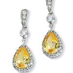 گوشواره طلا سفید با نگین سیترین و الماس مدل: edf1126 