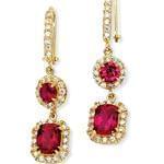 گوشواره طلا زرد با نگین یاقوت و الماس مدل: edf1127