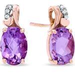 گوشواره طلا رنگی با نگین آمتیس و الماس مدل: edf1129