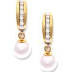 گوشواره طلا زرد با نگین مروارید و الماس مدل: edf1130