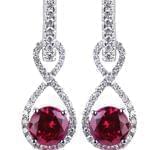 گوشواره طلا سفید با نگین یاقوت و الماس مدل: edf1131