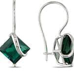 گوشواره طلا سفید با نگین زمرد مدل: edf1134