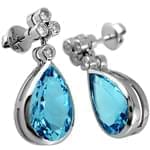 گوشواره طلا سفید با نگین توپاز و الماس تراش برلیان مدل: edf1135