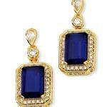 گوشواره طلا زرد با نگین یاقوت کبود و الماس مدل: edf1137