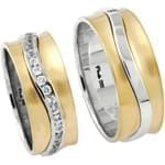 مدل حلقه طلای ازدواج زرد و سفید با نگین الماس تراش برلیان مدل: srd1056