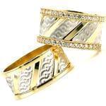 ست حلقه عروسی طلا زرد و سفید با نگین برلیان مدل: srd1089