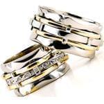 ست حلقه عروسی طلای زرد و سفید با نگین برلیان مدل: srd1094