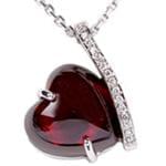 آویز طلا سفید با نگین یاقوت و برلیان طرح قلب مدل: npdf1090