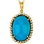 آویز طلا زرد با نگین فیروزه و برلیان مدل: npdf1092