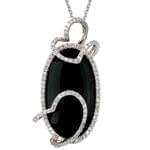 آویز طلا سفید با نگین انیکس و برلیان مدل: npdf1096