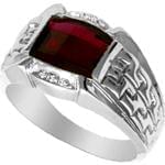 انگشتر طلا سفید با نگین یاقوت سرخ و الماس تراش برلیان: مدل rgm1214