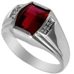 انگشتر طلا سفید با نگین یاقوت سرخ و الماس تراش برلیان: مدل rgm1218