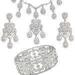 سرویس عروس با طلای سفید و نگین برلیان مدل: hset2013