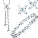 سرویس عروس با طلای سفید و نگین برلیان طرح ستاره مدل: hset2015