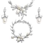 سرویس عروس با طلای سفید و نگین برلیان و مروارید مدل: hset2024