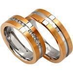 ست حلقه عروسی طلای رزگلد و سفید با نگین برلیان مدل: srd1098