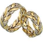 ست حلقه عروسی طلای زرد و سفید با نگین برلیان طرح رومی مدل: srd1099