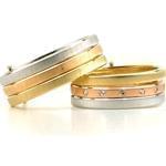 ست حلقه عروسی سه تایی طلای رزگلد و سفید و زرد با نگین برلیان مدل: srd1100