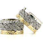 ست حلقه عروسی طلای زرد و سفید با نگین برلیان مدل: srd1101