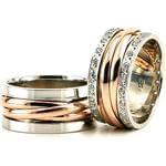 ست حلقه عروسی طلای رزگلد و سفید با نگین برلیان مدل: srd1102