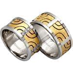 ست حلقه عروسی طلای زرد و سفید با نگین برلیان مدل: srd1105