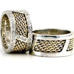 ست حلقه عروسی طلای زرد و سفید با نگین برلیان مدل: srd1108