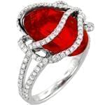 انگشتر طلا سفید با نگین یاقوت قرمز و برلیان: مدل rgf1227