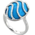 انگشتر طلا سفید با نگین فیروزه و برلیان: مدل rgf1229