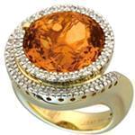 انگشتر طلا زرد با نگین سیترین و برلیان: مدل rgf1231