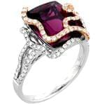 انگشتر طلا سفید و گلی با نگین تورمالین و برلیان: مدل rgf1233